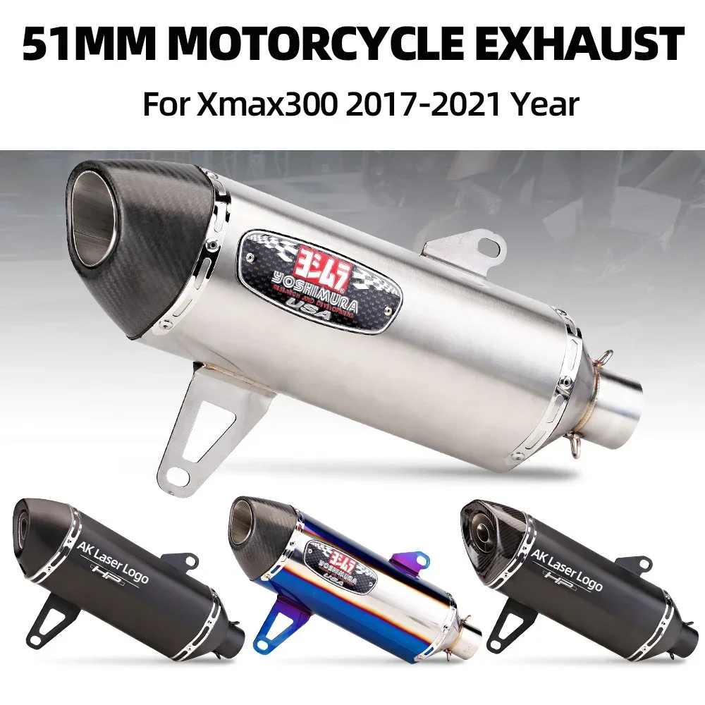 51MM Universal Carbon Fiber Yoshimura ak Motorcycle Exhaust Muffler Pipe Escape For Yamaha Xmax300 2017-2021 Year Exhaust Modify