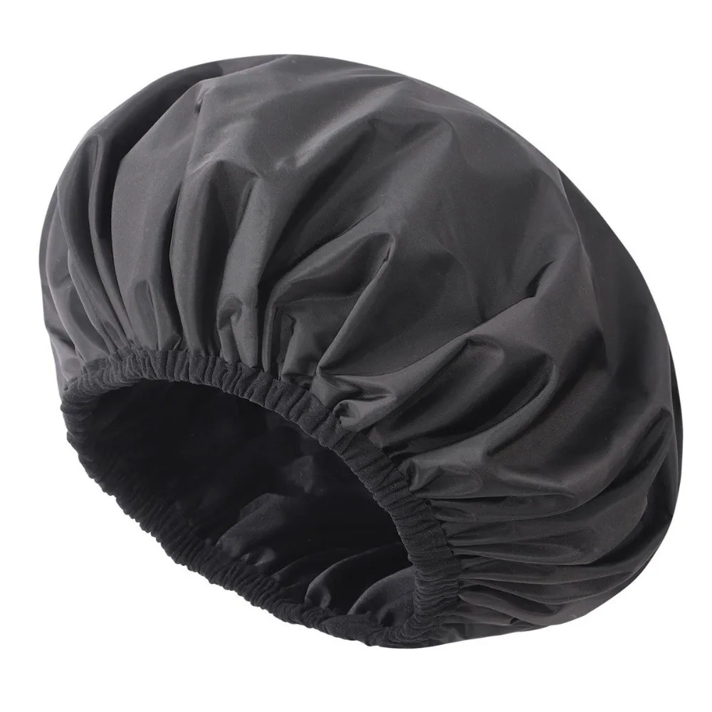 New Waterproof Shower Cap Double Layer Reusable Bath Cap Satin Lined Flower Printed Shower Bonnet Salon Use