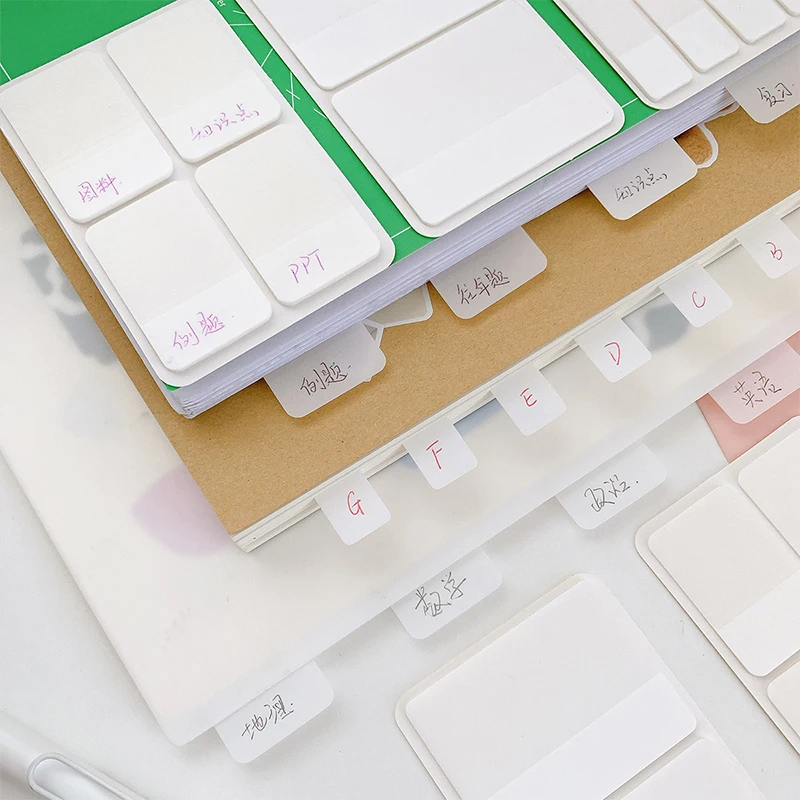 40/80/160 Pages Frosted Simple DIY Sticky Notes Pure White Index Stickers Transparent Label Stickers Office School Supplies