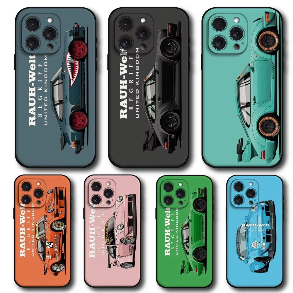 Capa de Celular Esportiva JDM Drift RWB 911 964 933 para iPhone 17 Air 16 E 15 14 13 12 11 Pro Max Plus Mini SE 2020 2022 Preta