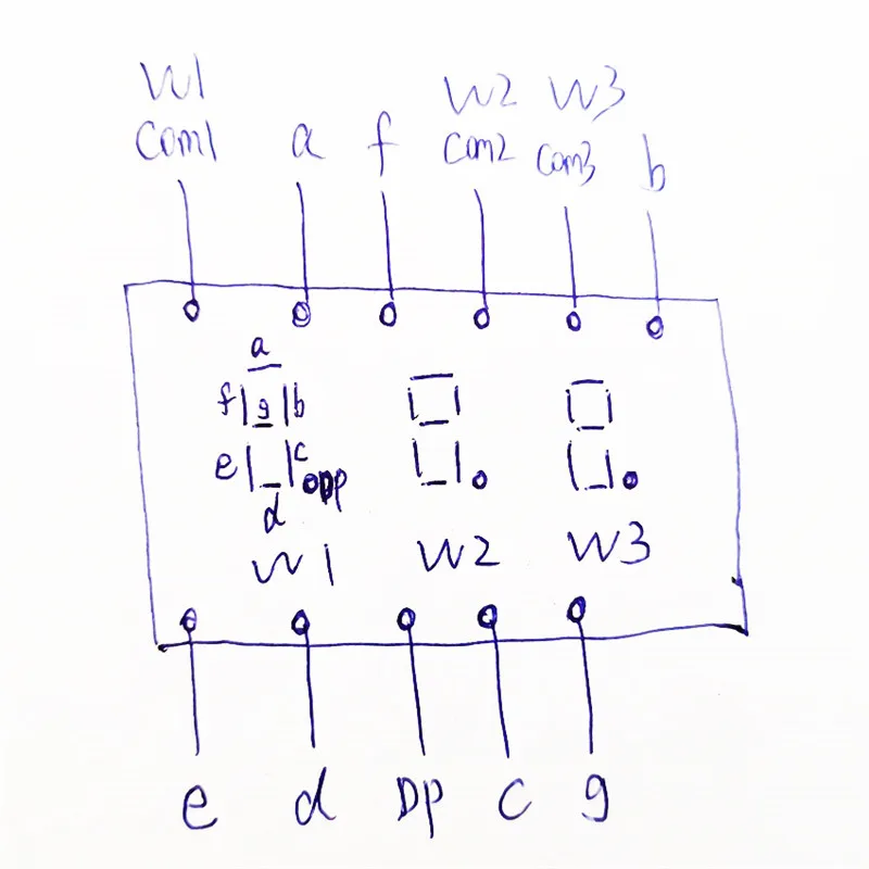 0.36인치 3자리 디지털 튜브, 3자리, 새로운 공통 음극, 공통 양, 슈퍼 브라이트 0.36인치