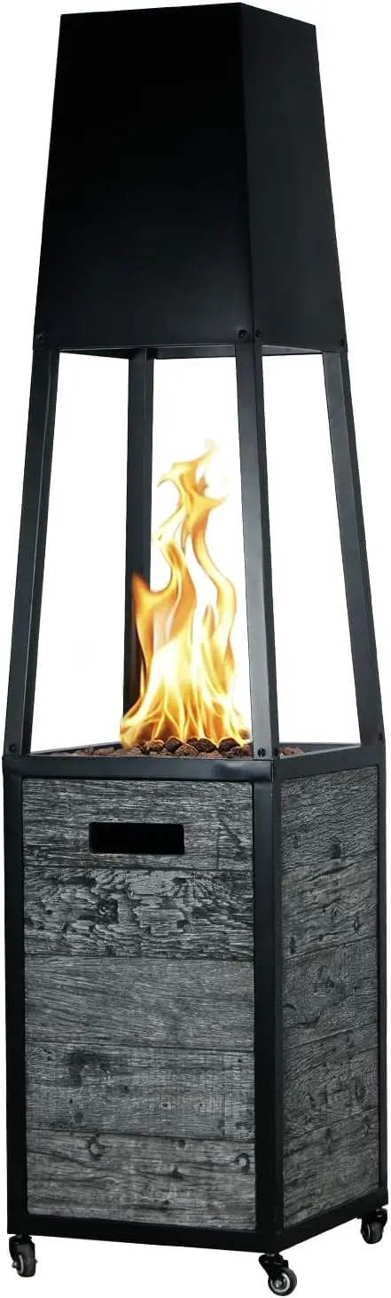 Outdoor Propane Patio Heater with Lockable Wheels, 40000 BTU Portable Pyramid Outdoor Heater with Weather Resistant Cover, Ideal