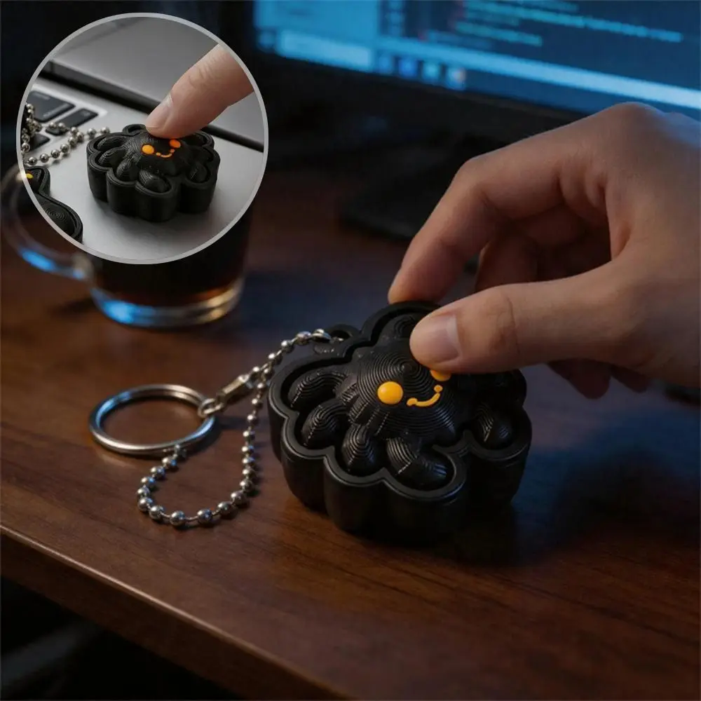 3D Printed Clicker Fidget Keychain Pressable Clicker Portable Clicker Fidget Quiet Tactile Clicking Cat Spider Shape