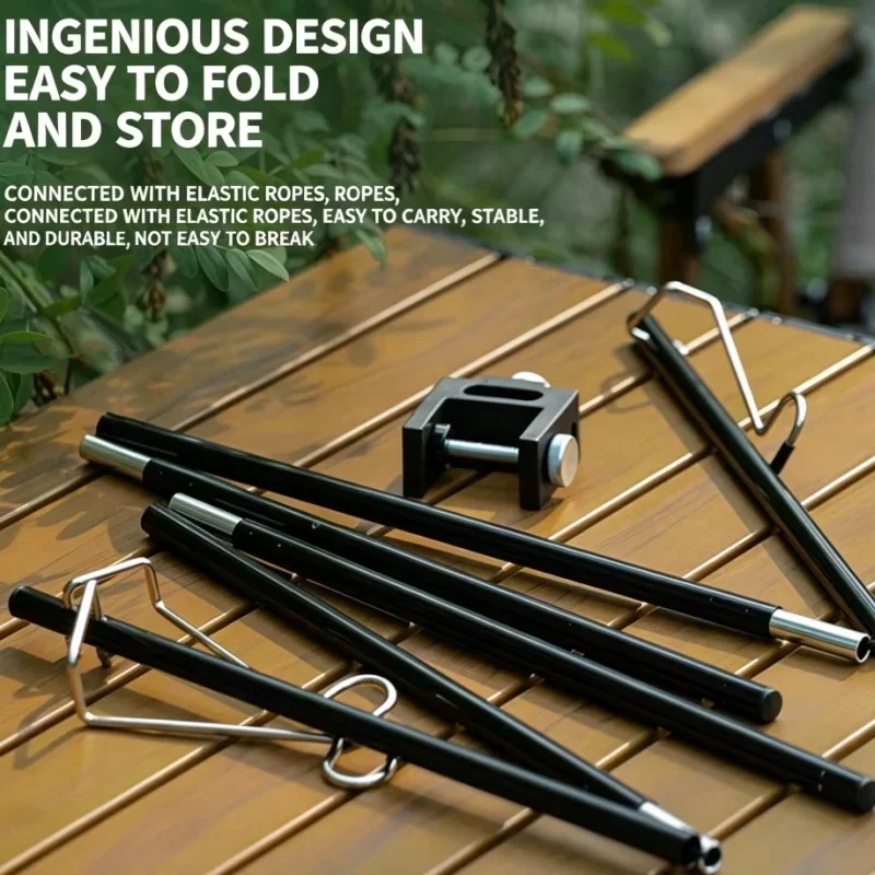Outdoor Camping Hiking Aluminum Alloy Foldable Lamp Post Pole Portable Fishing Hanging Light Fixing Stand Holder Lantern Stand
