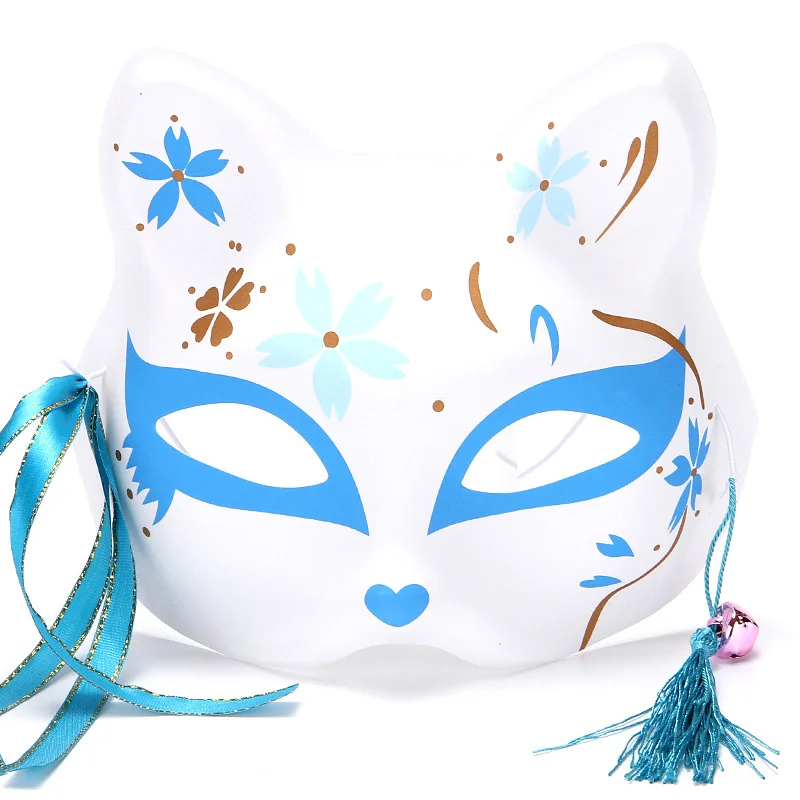 Anime Foxes Mask Japanese Cosplay Rave Hand-Painted Cartoon Demon Slayer Half Face Cat Masks Masquerade Festival Party Props - Image 3