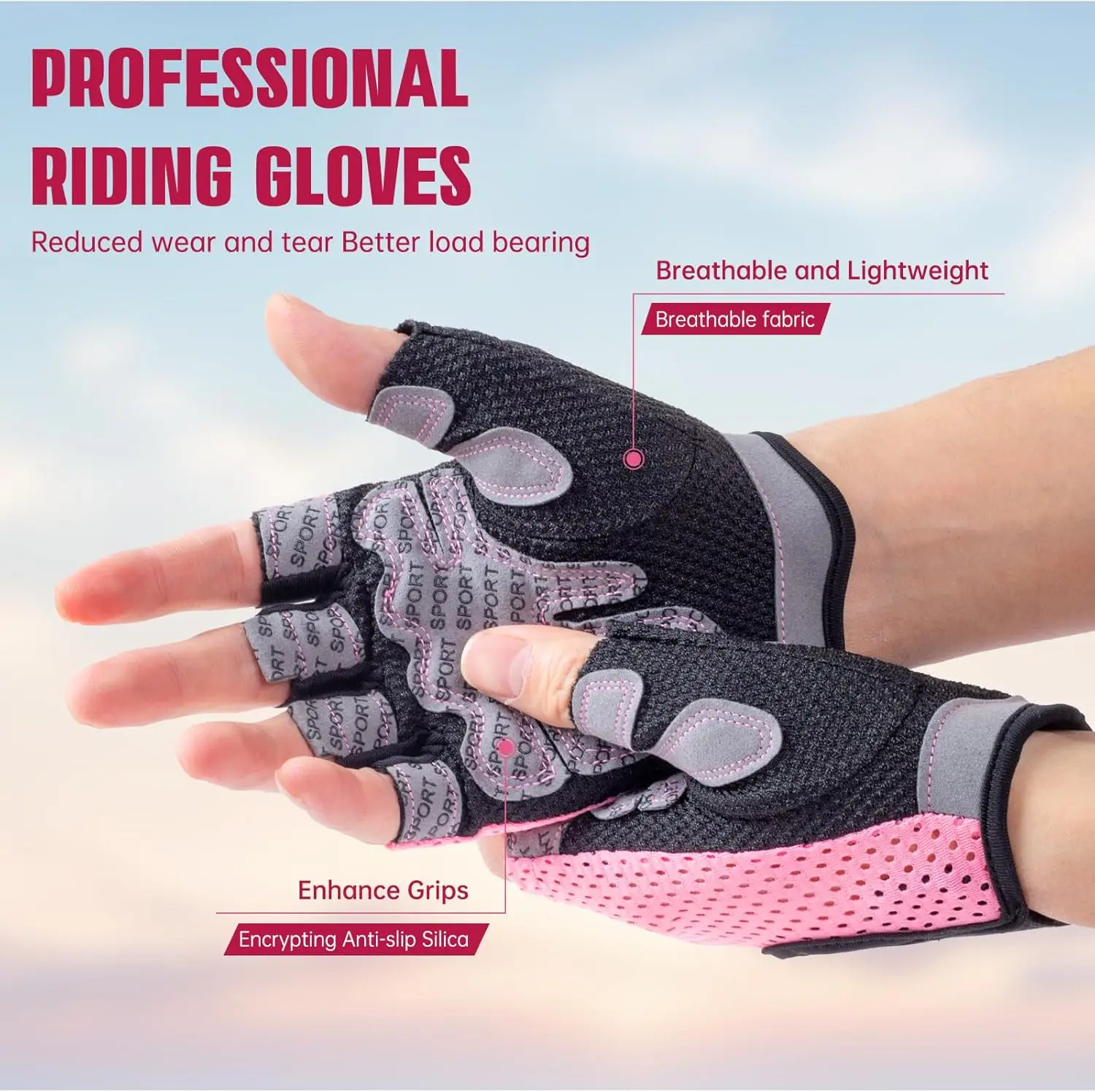 Gym/Workout Gloves for Weightlifting, Lightweight Breathable Fitness, Sports Gloves for Training Cycling Climbing Rowing