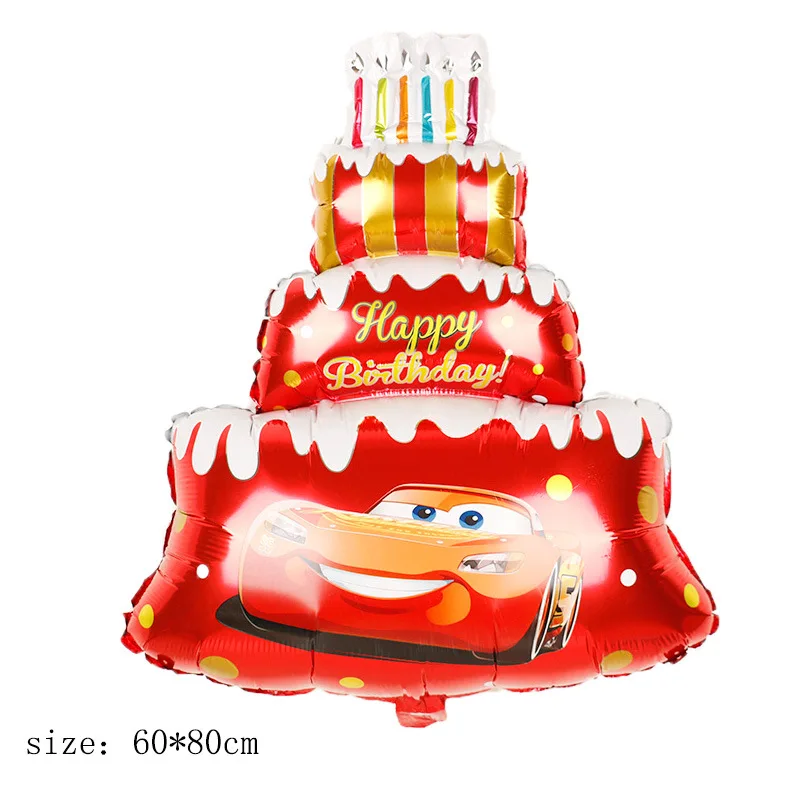 Disney Lightning mcqueen car three-layer cake aluminum balloon 18-inch smile Lightning mcqueen car children's birthday layout image 3