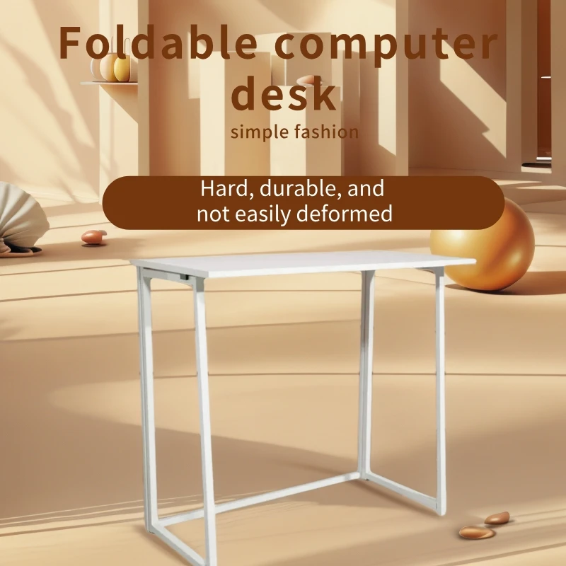 White particleboard attached triamine steel tube computer desk foldable N201