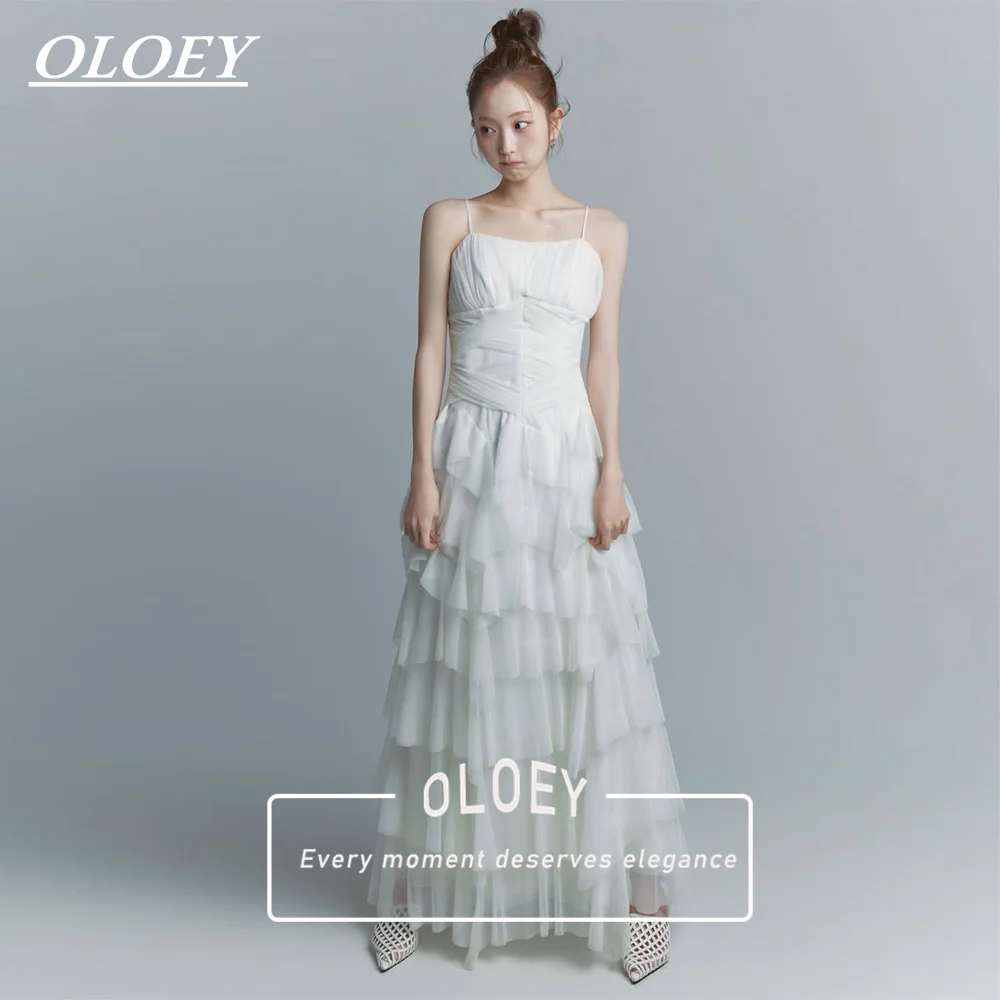 OLOEY Elegant A-Line Wedding Dress Korea Photo Shoot Pleated Muti-Layer Chiffon Bridal Gown Customized Corset Robe De Mariage