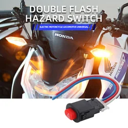 Motorcycle Double Flash Switch Hazard Light Switch Button Flash Warning Scooter Electric Vehicle Modified Emergency Signal Lamp