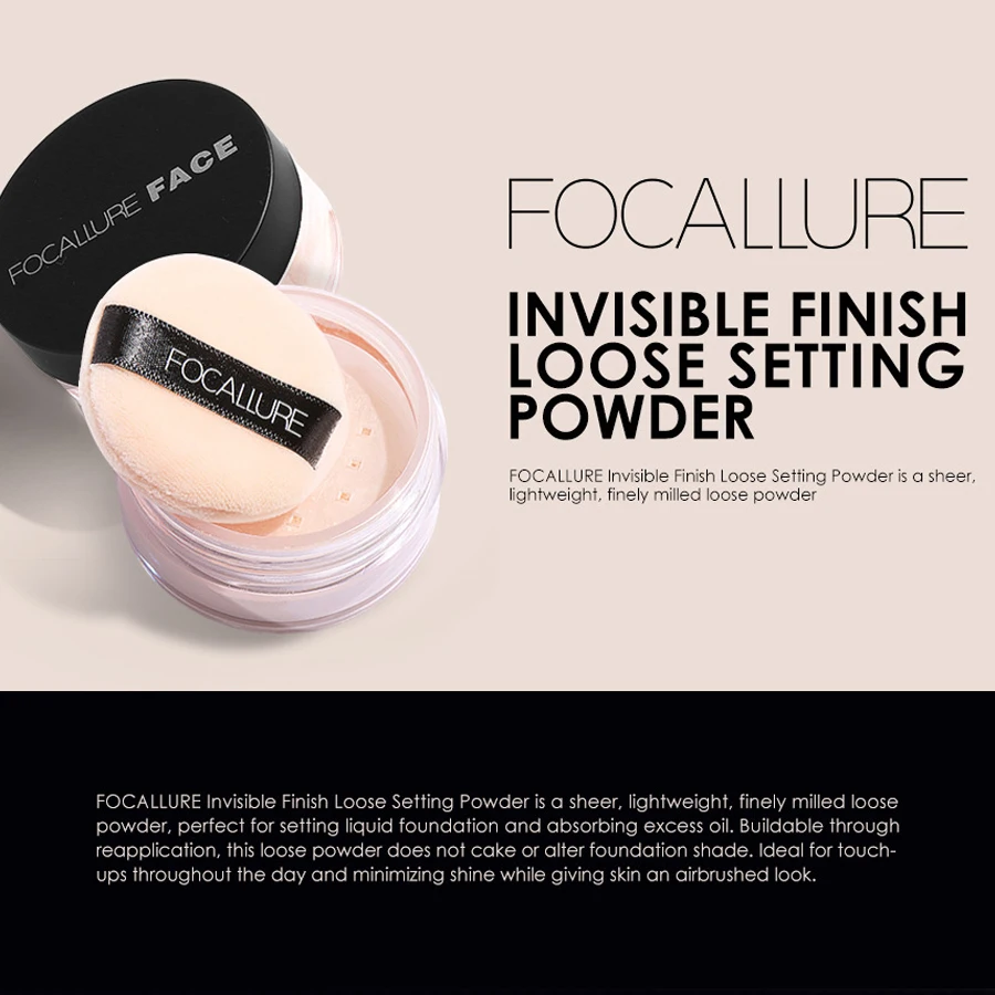 FOCALLURE Makeup Face Powder 3 Colors Makeup Waterproof Loose Cover Powder Skin Finish Oil Control