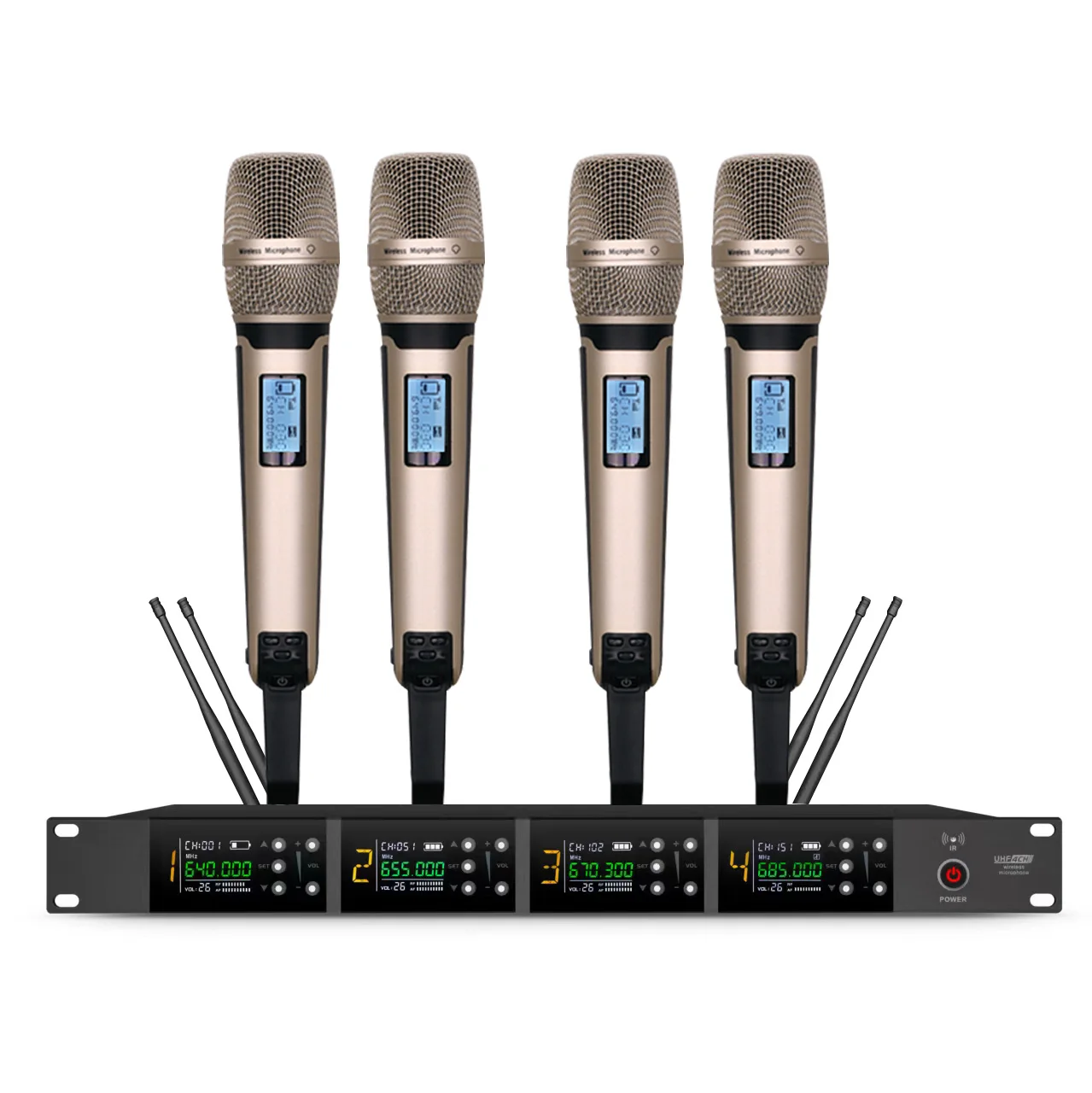 Professional UHF wireless microphone system 4 channels conference condenser microphone church school conference room microphone