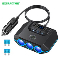 Extractme 120W 12-24V Car Cigarette Lighter Splitter Adapter Auto USB PD Power Socket With ON/OFF LED Car Cigar Splitter Charger