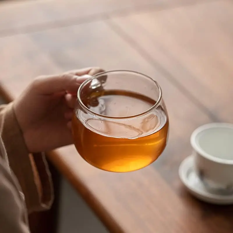 Glass Tea Cup Coffee Mug with Ceramic Infuser and Lid Saucers, Chinese Traditional Patterns, Tea, Juice, Coffee - 10oz (WAVE CLI