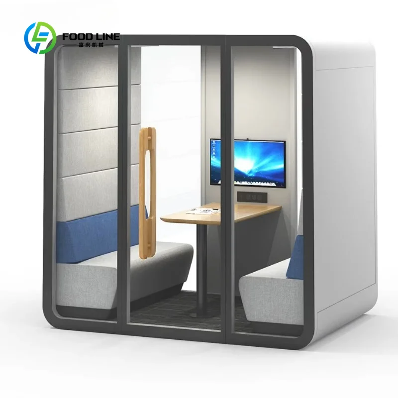 Customized Mobile Soundproof Office Pod Acoustic Phone Booth Carbon Fiber Frame Prefabricated High-Tech Glass Mall Warehouse