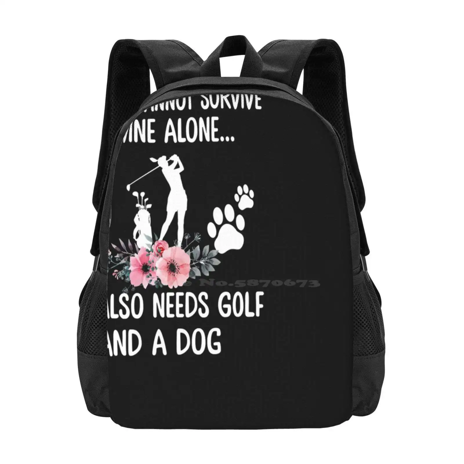 Woman Golf Wine Dog Golf And Wine Golf Gift For Golf Lovers Essential T-Shirt 3D Print Design Backpack Student Bag Woman Dog