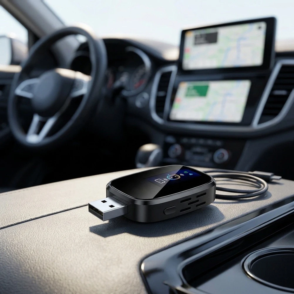 Display-Enabled Adapter for Dual Protocol Support: For Android Auto and For CarPlay in Automotive Applications