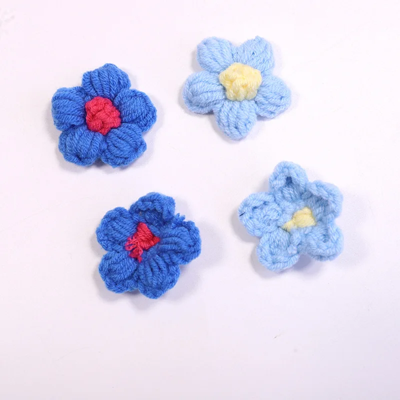 Knitting Crochet Flower Cloth, Pequena flor, Puff de algodão, Crochet Cloth, Hot Clothing Hairpin, 4cm, Acessórios decorativos, 15Pcs