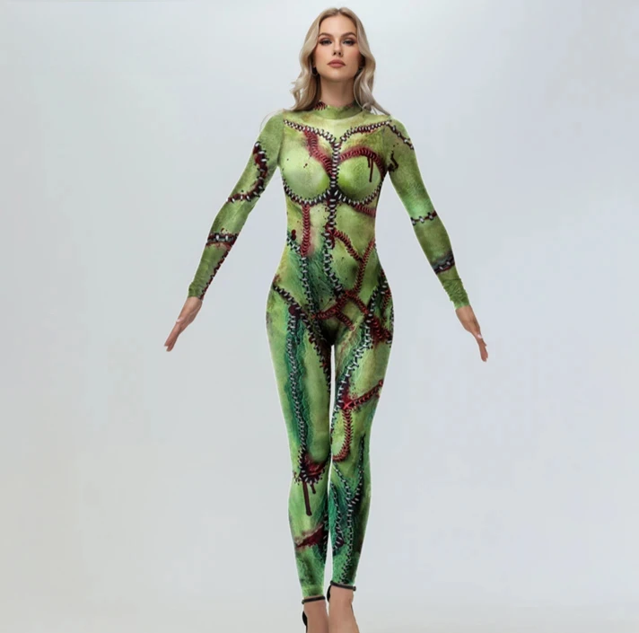 Hallowen Cosplay Horror Costume Mend 3D Printing Carnival Party Jumpsuits Fancy Dress Women Clothing Zentai Bodysuit Onesie