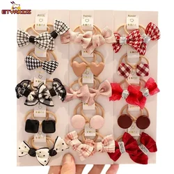 10pcs/bag Baby Girls Hair Ties Floral Bow for Children Ponytail Holder Hair Rope Kids Headwear Kawaii Hair Accessories