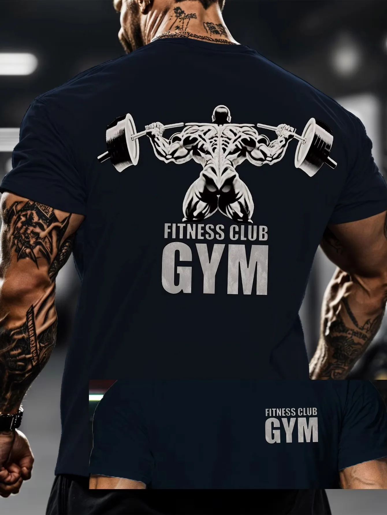 2026 new Men Gym Weightlifting Graphic T Shirt Crew Neck Short Sleeve Fitness Workout Tees