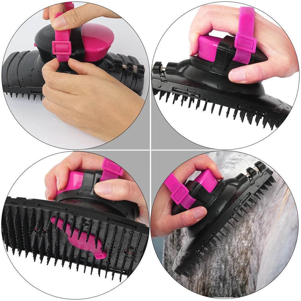 

Professional Horse Bath Curry Brush Multiple Water Holes Easy Cleaning Durable ABS Material Shedding Tool Practical Brushes Body