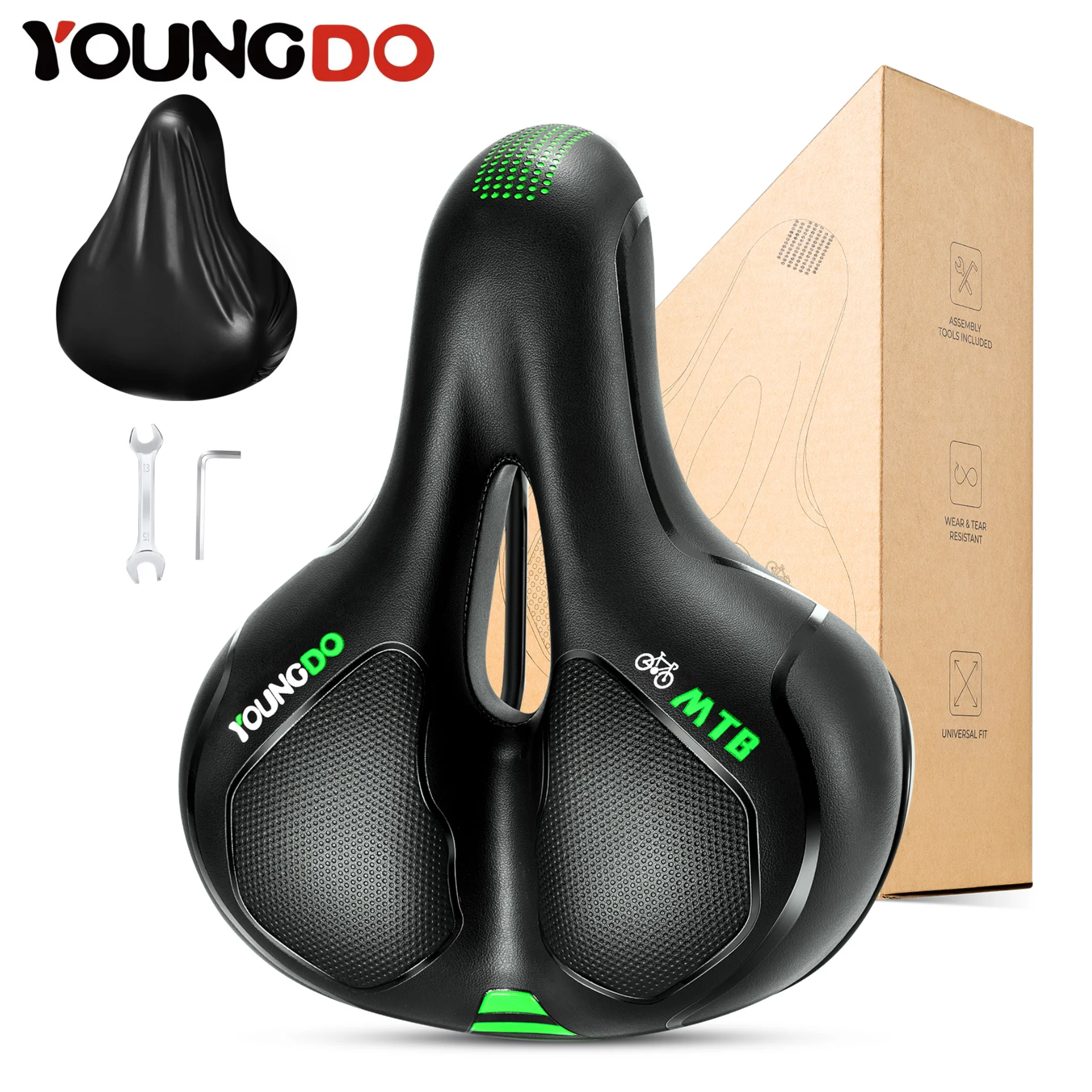 

YOUNGDO PU Leather Stainless Steel Bike Seat Cushion for MTB Mountain Road City Bike Shock Absorbing Professional Bicycle Saddle