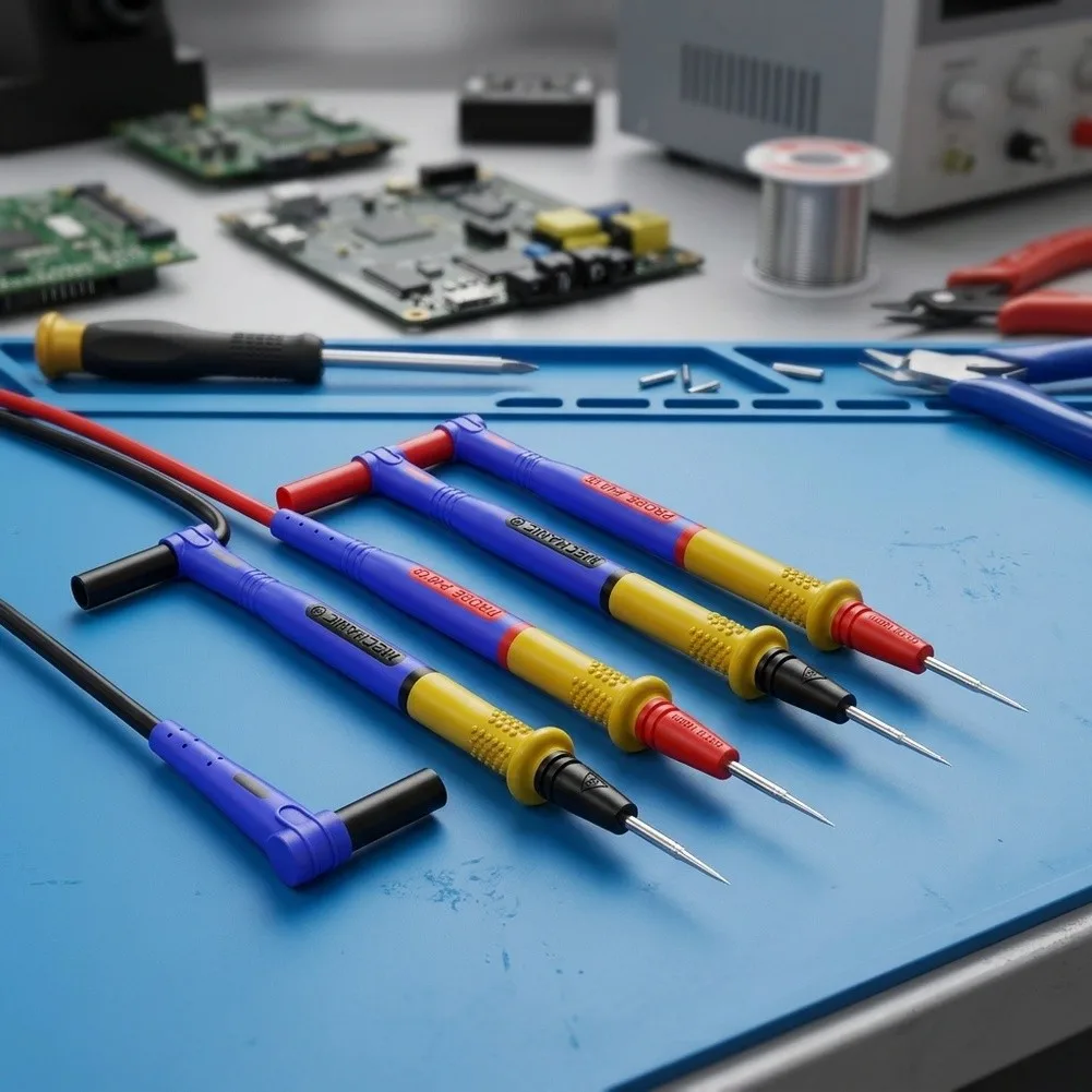 Stainless Steel Needle Multimeter Probes for p40 1000V 20A 120cm Blue Silicone Cable Slip Resistant Ergonomic Handle