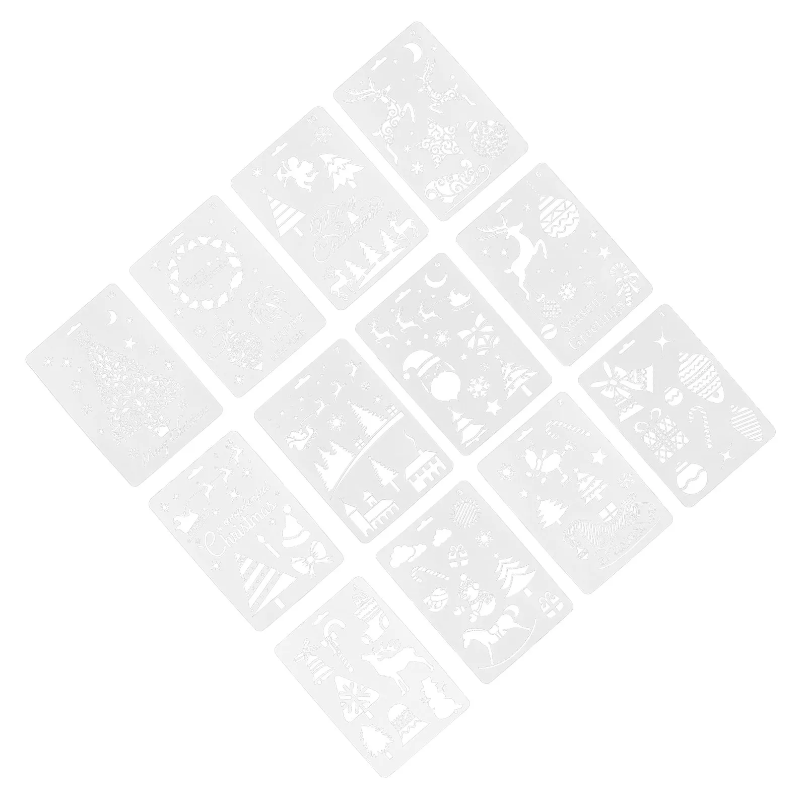 12Pcs Christmas Theme Drawing Stencils Lightweight Portable Painting Templates for Children Hands on Learning Pattern