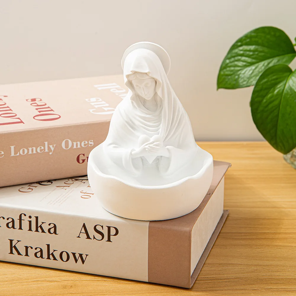 

Modern Minimalist Resin Virgin Mary Decorative Bowl, Bookshelf & Console Table Shape Home Decor, Religious Art Sculpture