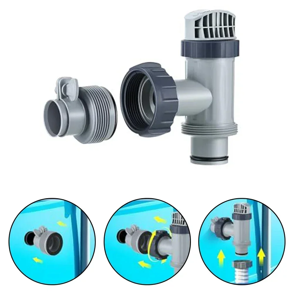 Pool Plunger Valve 1.25" To 1.5" Type B Hose Adapter For Intex Tank Replacement Compatible Swimming Accessories