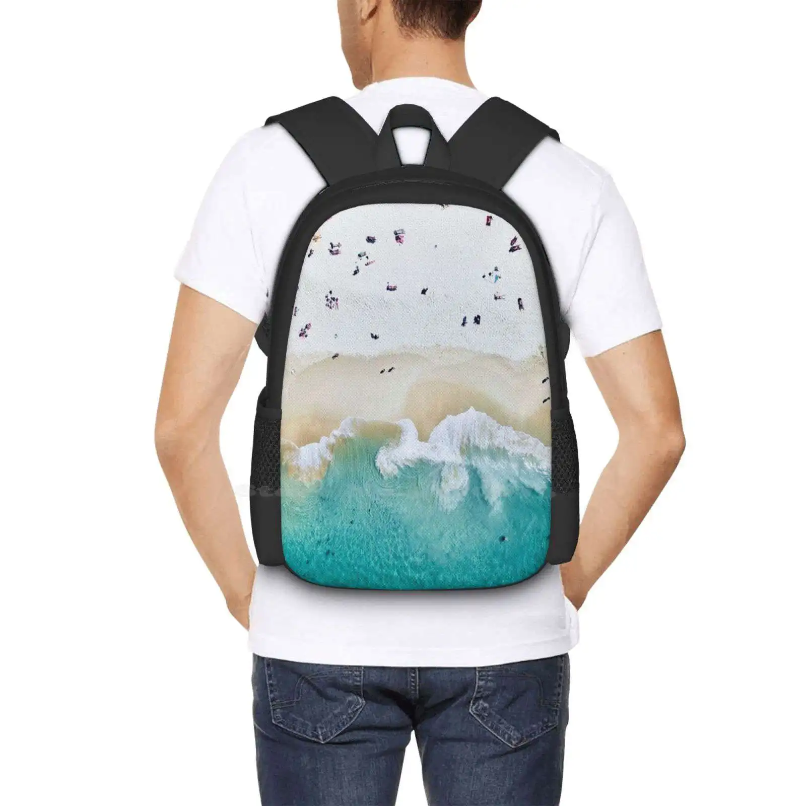 Mochila de diseño con estampado 3D de Vibes de verano, bolsa de estudiante, playa de arena, Vibes de playa, olas de vida, surfista, Playa Bondi