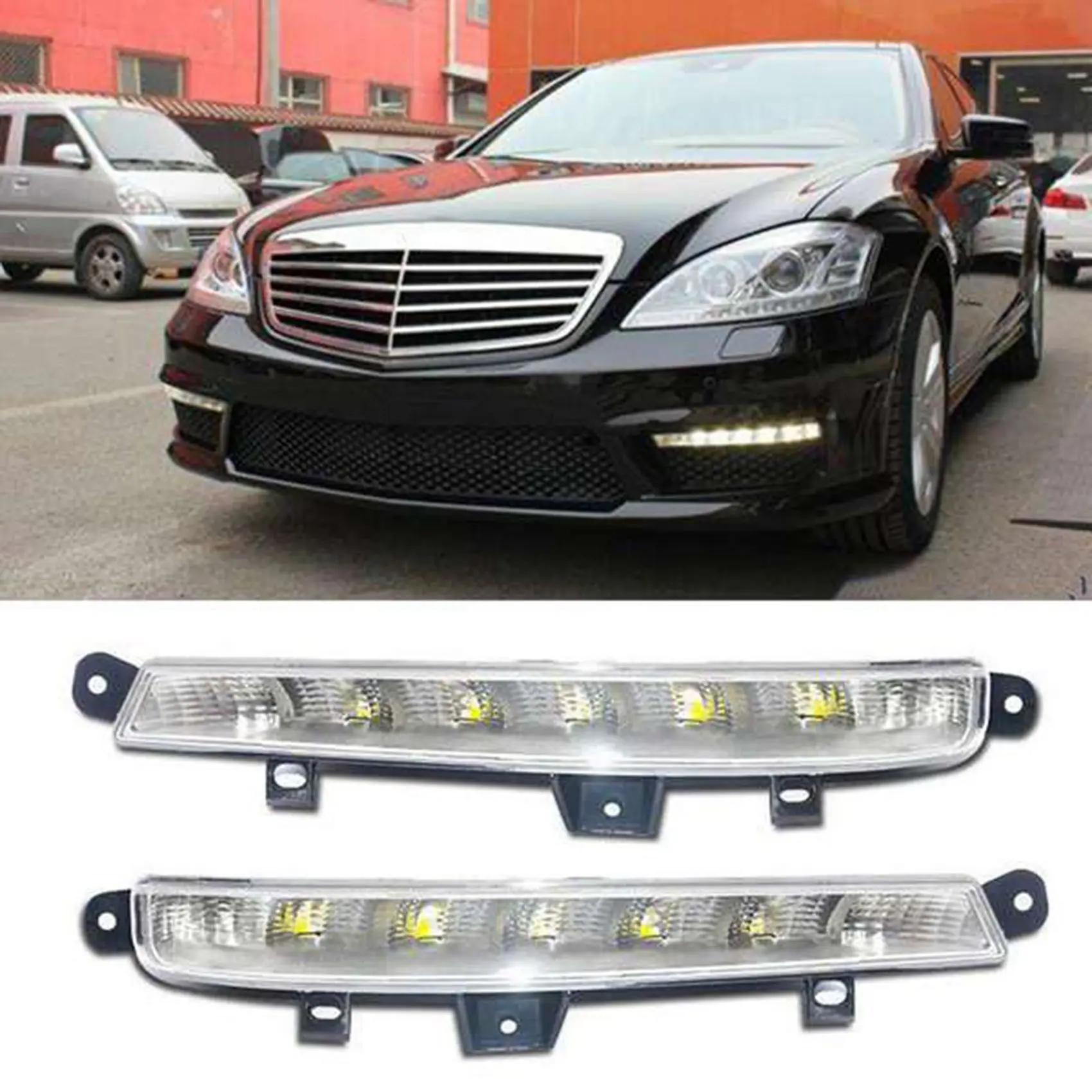 Auto Sinistra Destra DRL LED Fendinebbia Luci Luci diurne per Mercedes Benz W221 S63 AMG 2007-2013 2218201356