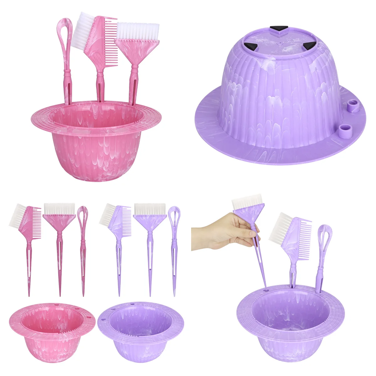 Hair Dye Mixing Bowl & Soft Bristle Brush Set, Multi-Style Professional Hair Coloring Tools Kit Salon Hair Dyeing Accessories