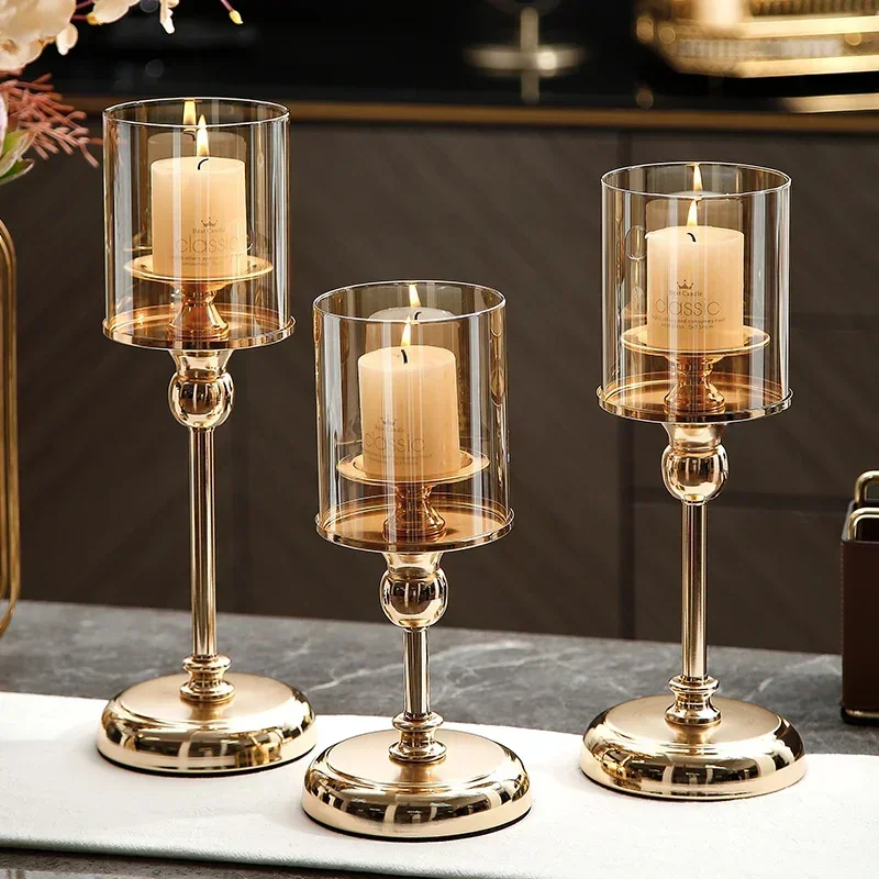 

Modern European Dining Table Candle Holder Transparent Glass Candle Holder Romantic Candlelight Dinner easter Decoration