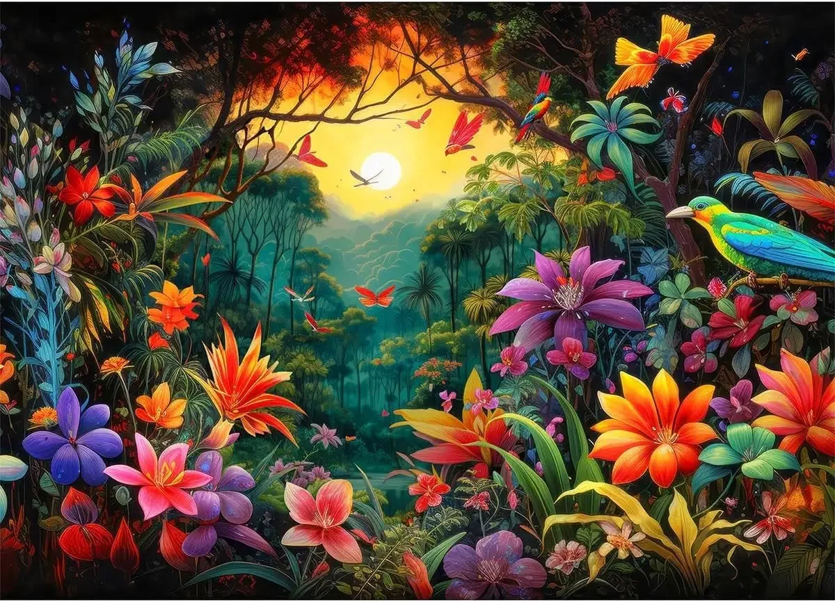 

520/500/300 Pieces Wooden Puzzle for Flowers and Birds Jigsaw Puzzles for Challenging Family Activity Games Party Birthday Gift