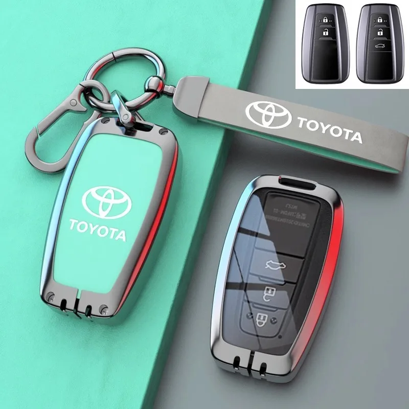 Zine سبيكة جلدية حافظة مفاتيح السيارة غطاء شل حقيبة لتويوتا كورولا بريوس كامري CHR C-HR RAV4 ألتيس لاند كروزر برادو ملحق