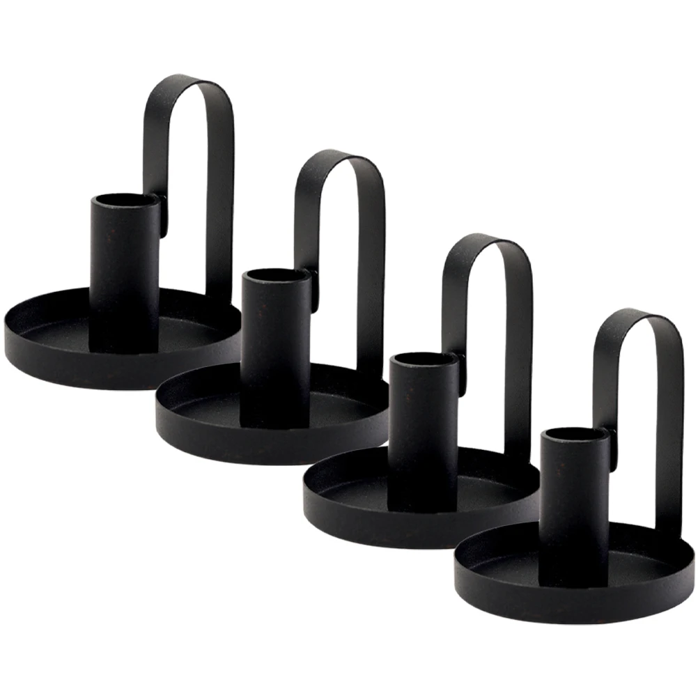 

4pcs Holders Black Desktop Holder Tall Pillar Stand for Table Parties Weddings Xmas Gifts Home Decor
