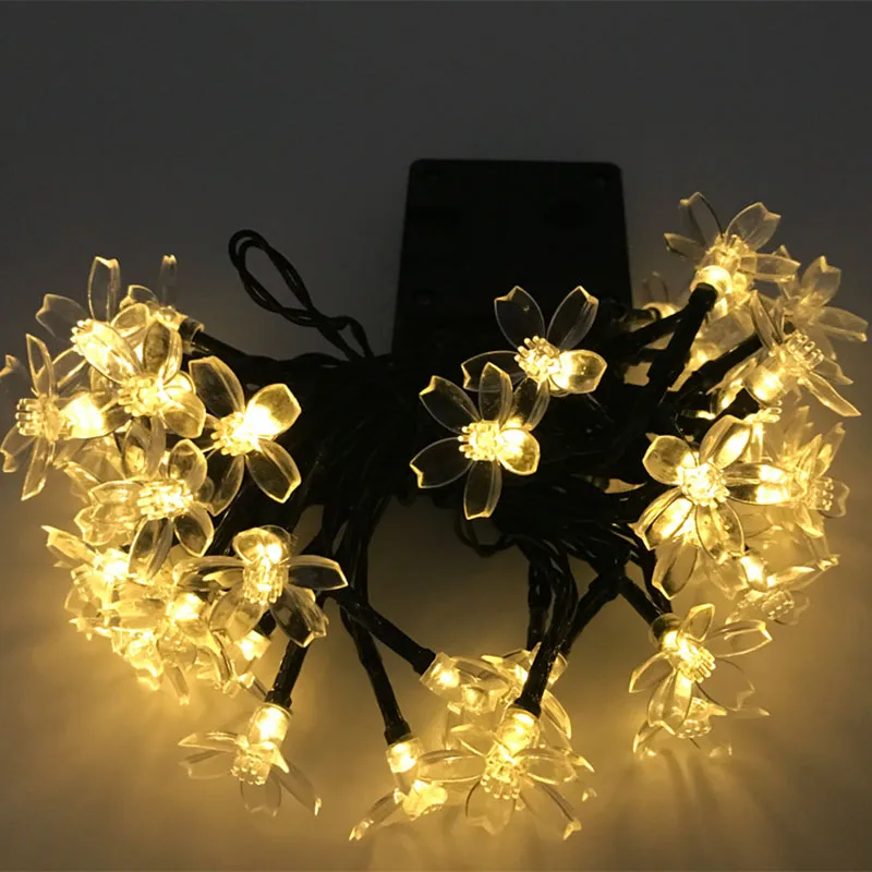 Solar String 50LED Flower Fairy Lights 7/5m Waterproof Outdoor Solar String Light Decorated for Garden Christmas Wedding Holiday