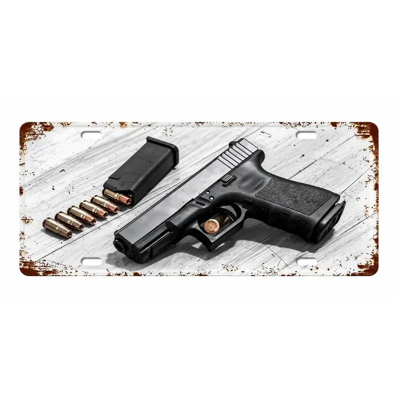 15×30cm 2D Metal Decor Exquisitely Designed Pistol Metal Signs: Embodying Military SophisticationThese Are The Ideal Wall Decor