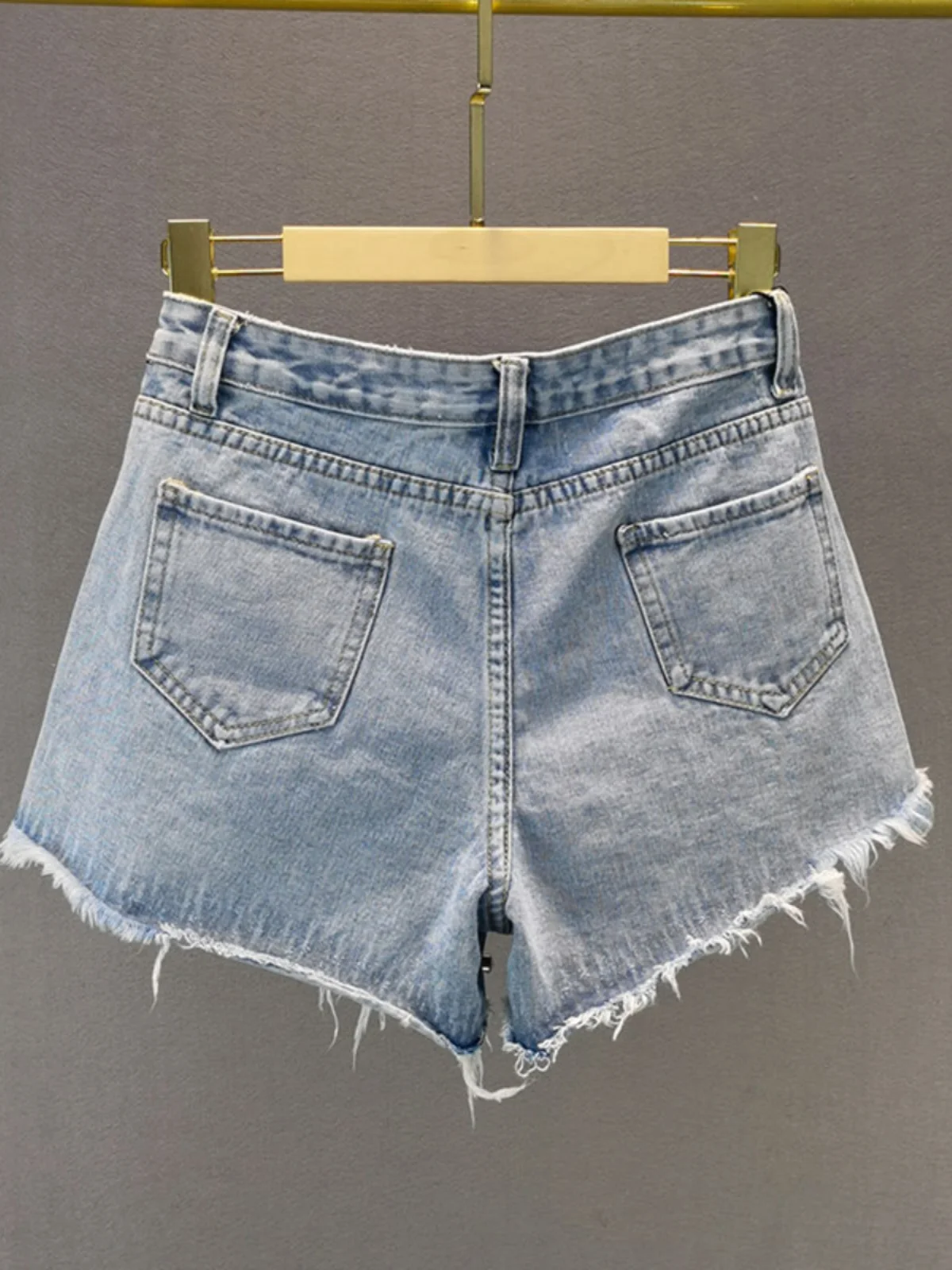 Shorts jeans rasgados de strass para mulheres, jeans super curtos, trendsetter de rua skinny sexy, personalidade nova moda, verão, 2024