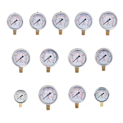 Glycerine Filled Pressure Gauge 2.5 Inch 1/4 NPT Lower Mount 15,30, 60,100,160, 200, 300, 400,600,2000,3000,5000,10000 Psi & Bar