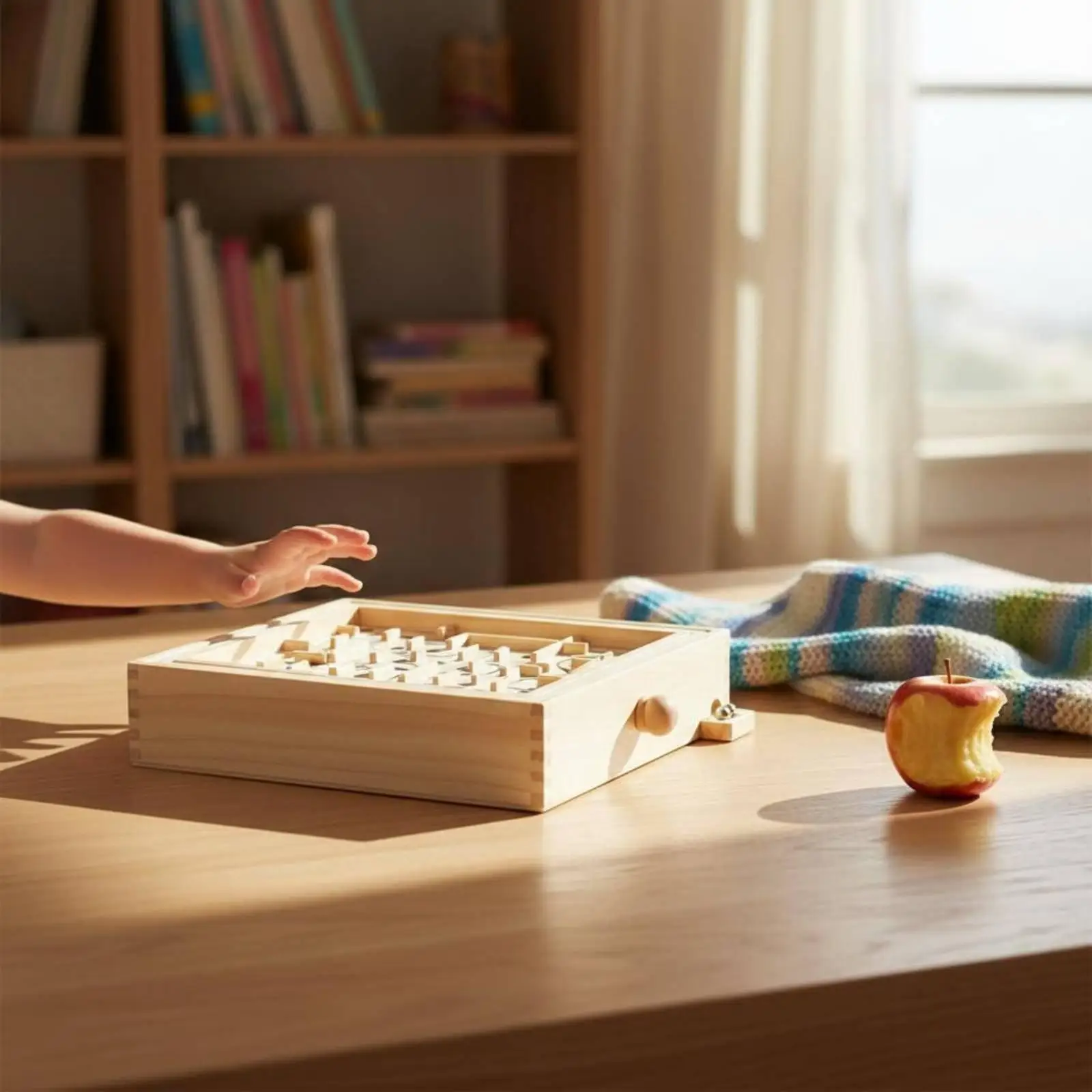 Wooden Maze Puzzle for Children Steel Ball Game Double Axis Tilt Board Educational Toy for Kids Hand Eye Coordination and