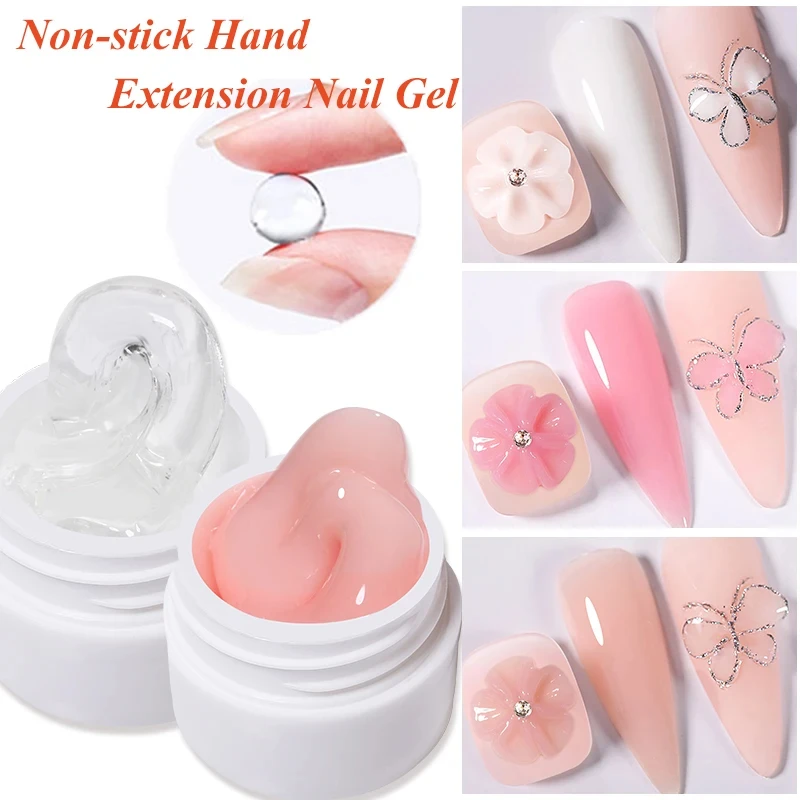 LILYCUTE 8ml Non Stick Hand Nail Extension Gel Nail Polish Clear Pink Nude DIY 3D Modeling Carving Flower Solid Acrylic Nail Gel