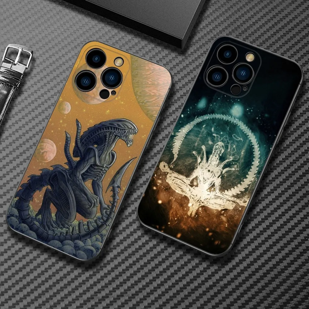 Movie A-AlienS X-Xenomorph Phone Case For iPhone15,14,13,12 Mini 11 Pro XR,X,XS,MAX 7,8 Plus Silicone Cover Soft Black