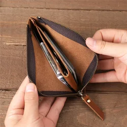 Japan Style 100% Genuine Leather Men Wallet Small Mini Card Holder Male Wallet Pocket Purse Wallet for Men Brown High Quality