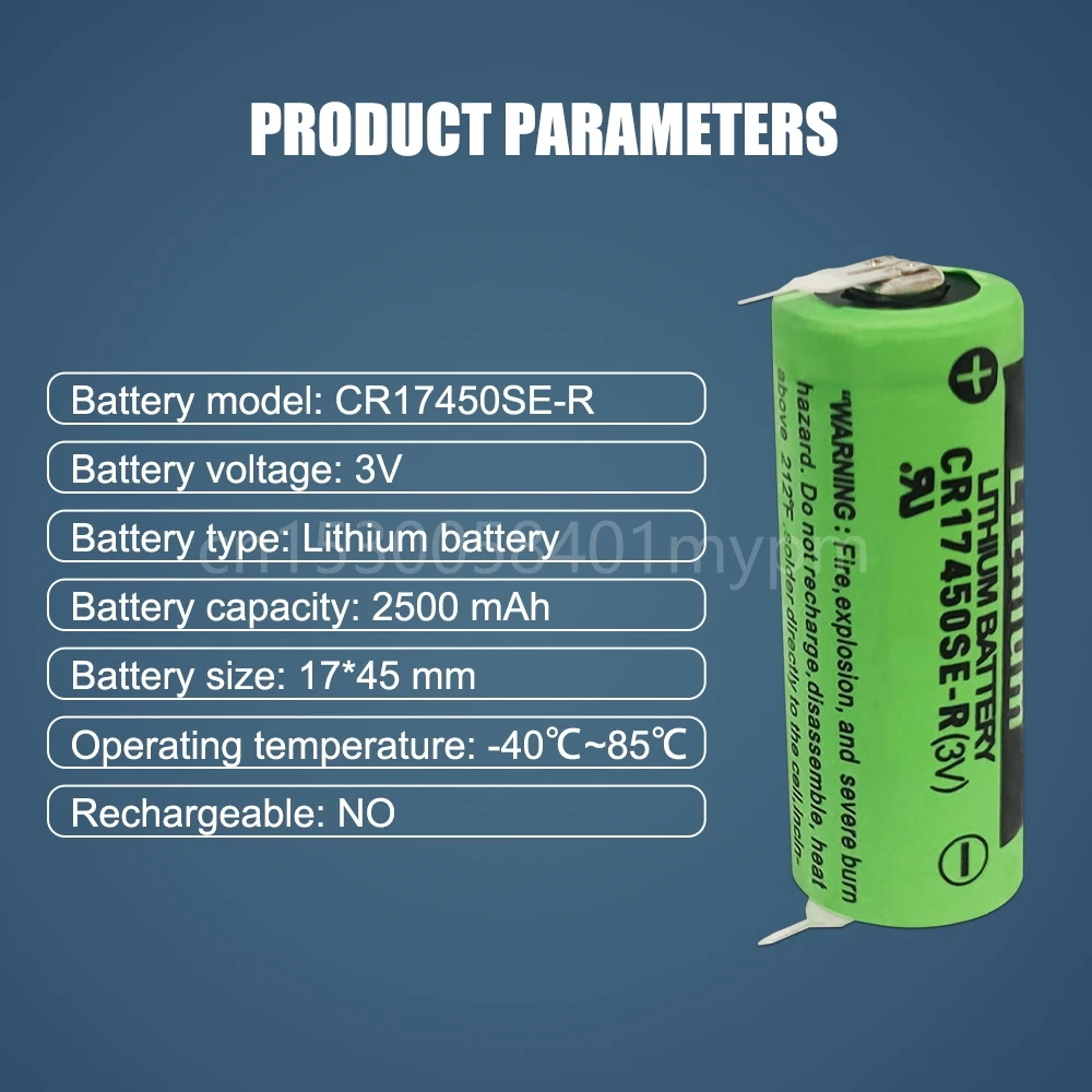 2PCS CR17450SE-R 3V CR17450 17450 FANUC Li-ion Battery Replacement for SONYO A98L-0031-0012 A02B-0200 With leg