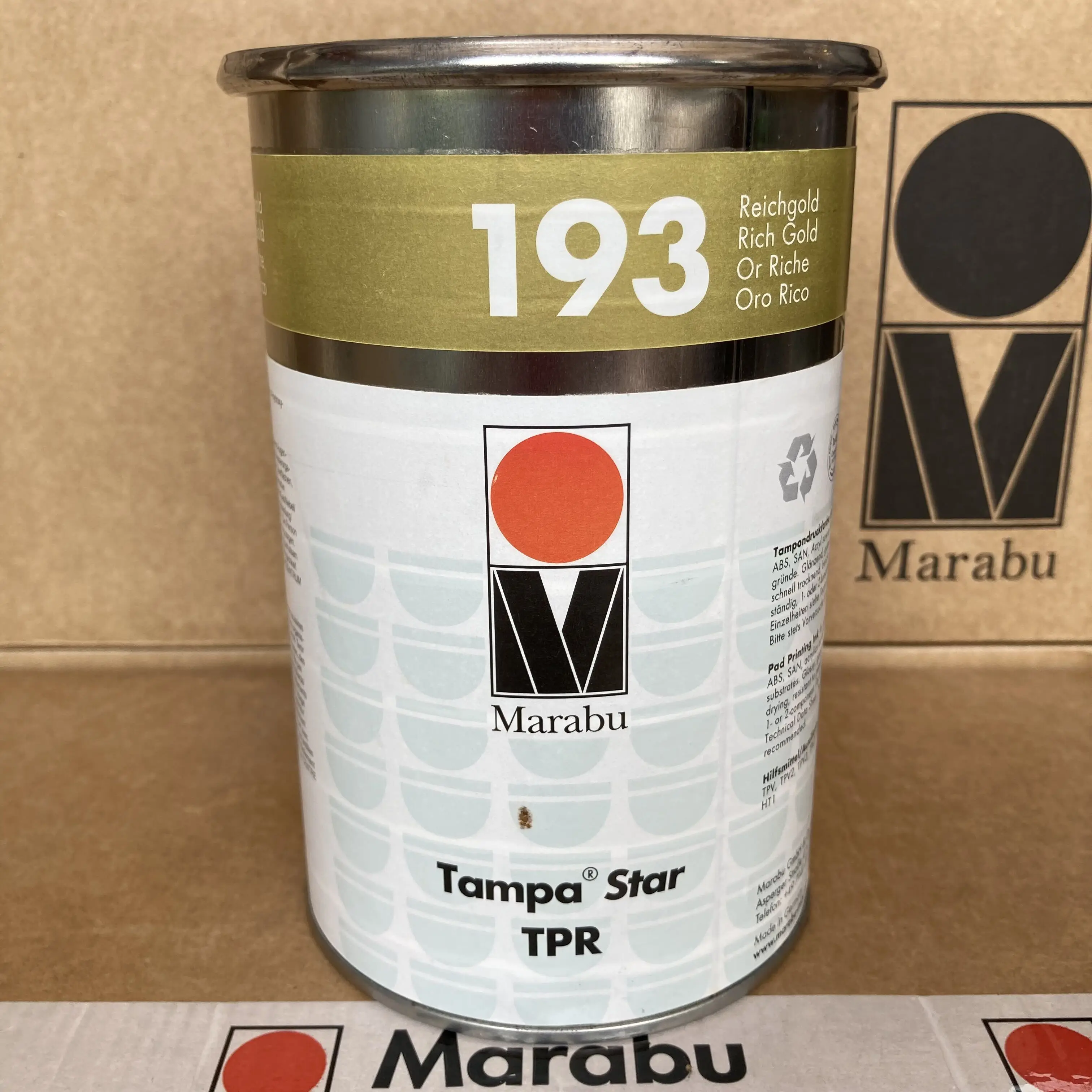 Marabu Original TPR193 Gold Ink – Alcohol-Resistant, Premium Screen & Pad Printing for Plastics