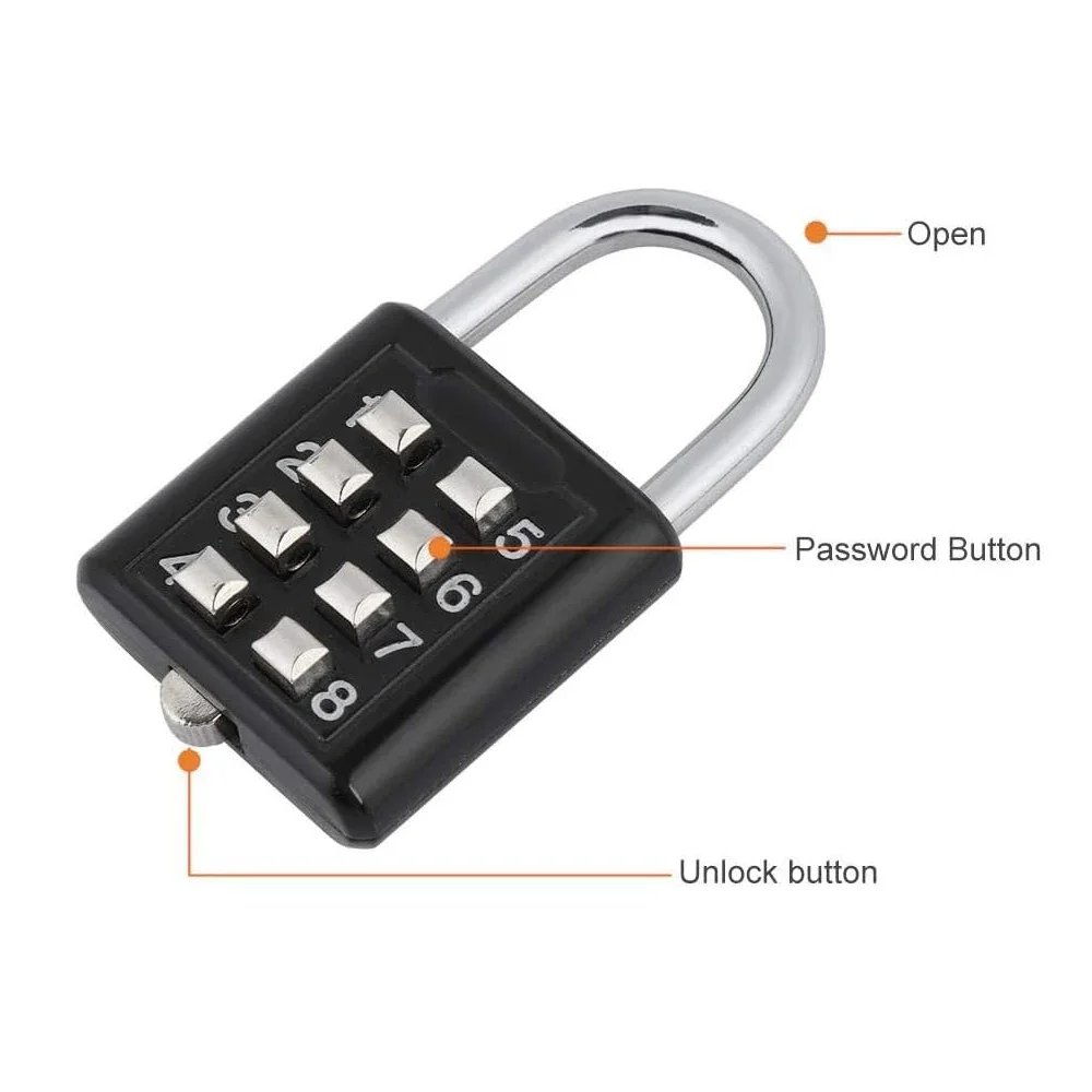 Combination Padlock 1PCS Password Locks 8 Digits Waterproof Outdoor Lock For Door Suitcase Bag Package Cabinet Locker Window