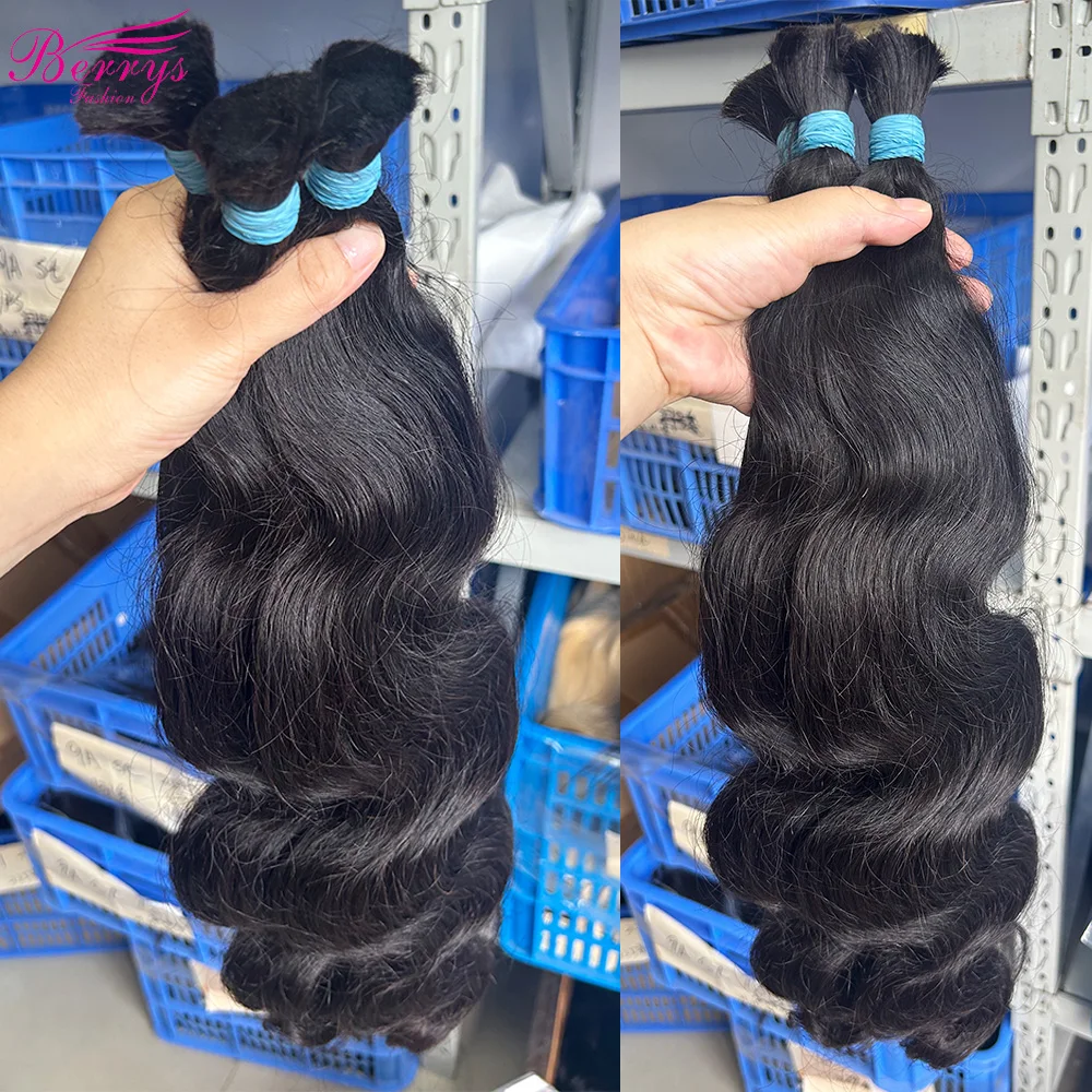 Berrys Fashion Human Hair Braiding Hair Bulk Wet Body Wave Bulk Hair Extension No Weft Remy Virgin 100% Human Hair For Braiding